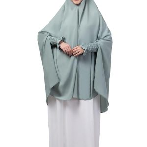 Free Size Khimar Ready to Wear Knee Length Instant Hijab with Smocking Sleeves
